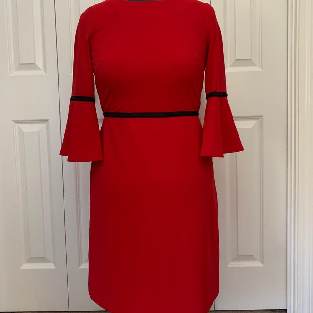 Tommy Hilfiger red flare sleeve dress, size 8